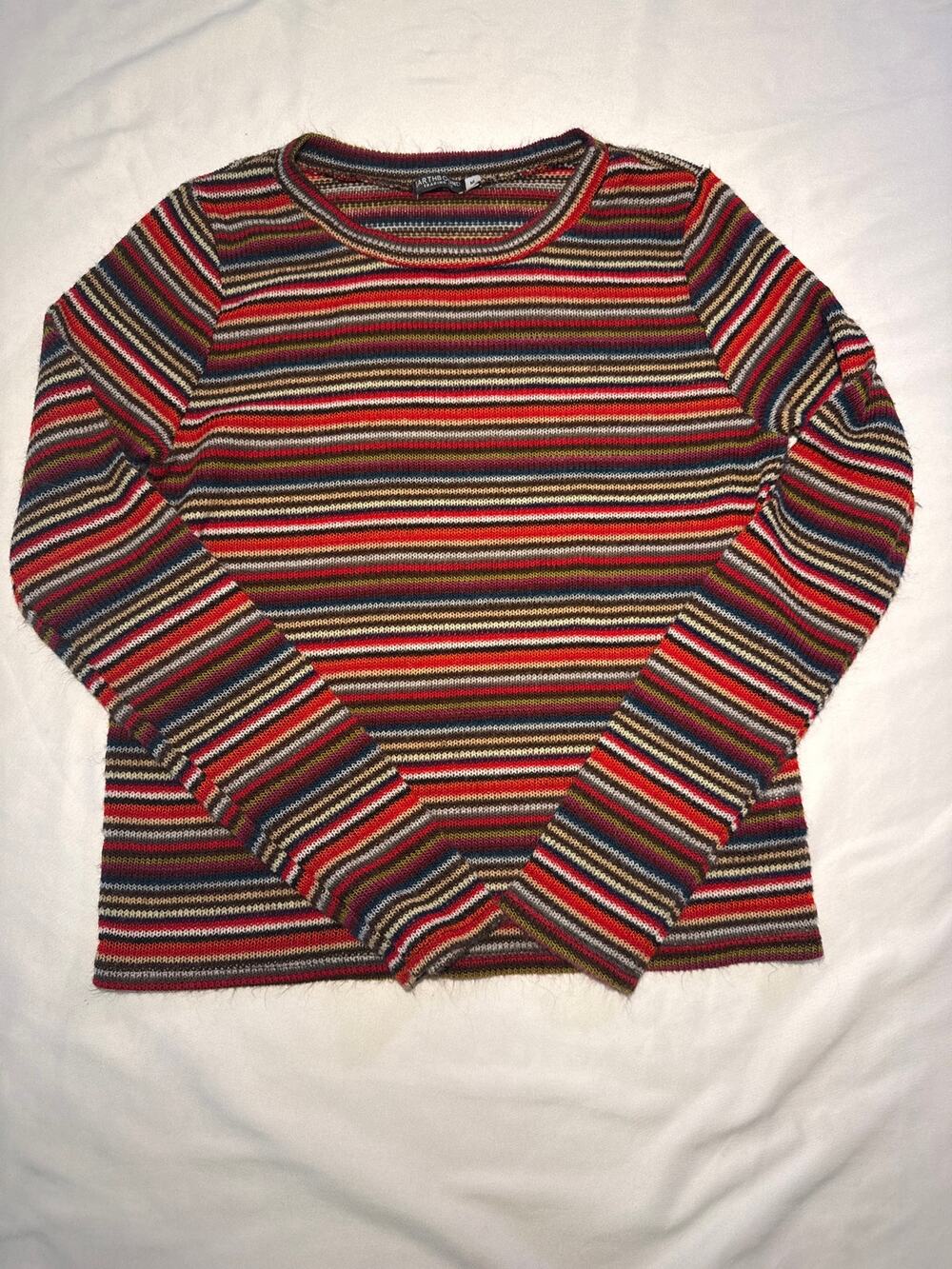 Earthbound Trading Co Women’s Medium Multicolor Striped Knit Sweater Boho